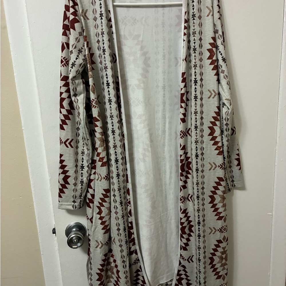 Aztec-Inspired Open Front Cardigan